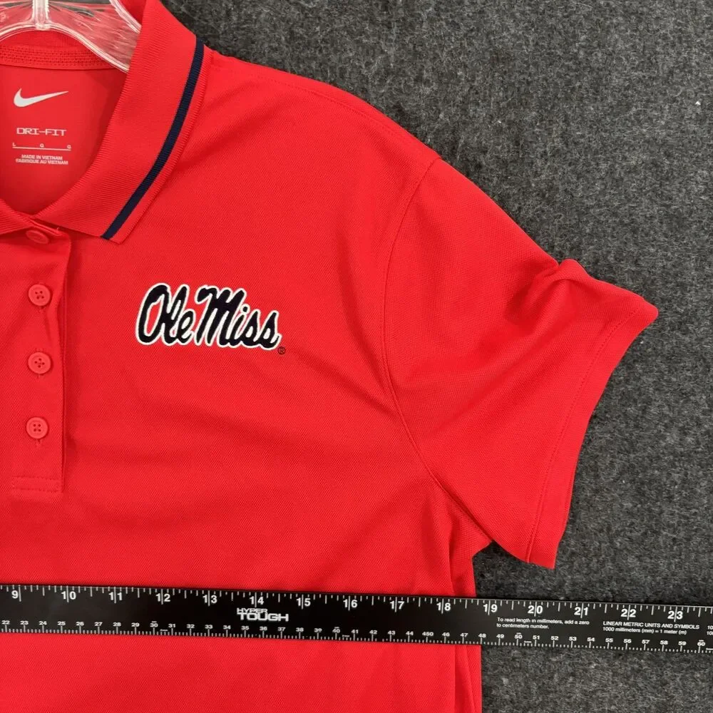 Ole Miss Rebels Golf Polo Shirt Women's Large Red White Nike Dri-FIT Lot Of 2